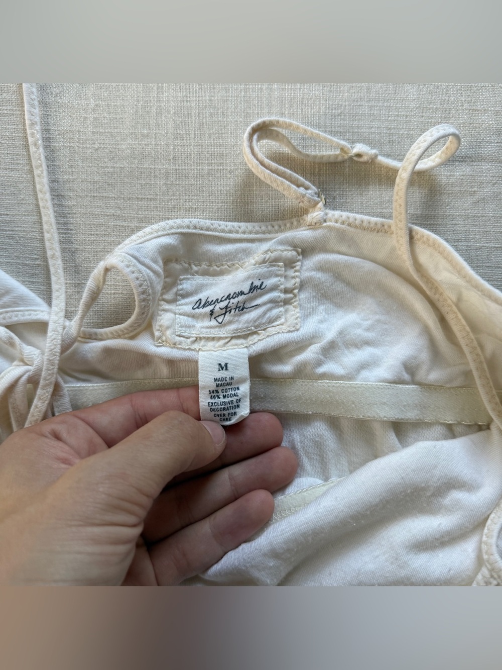 Vintage Y2K Abercrombie & Fitch Ivory Floral Babydoll Cami M Embroidered Beaded - Picture 4 of 9